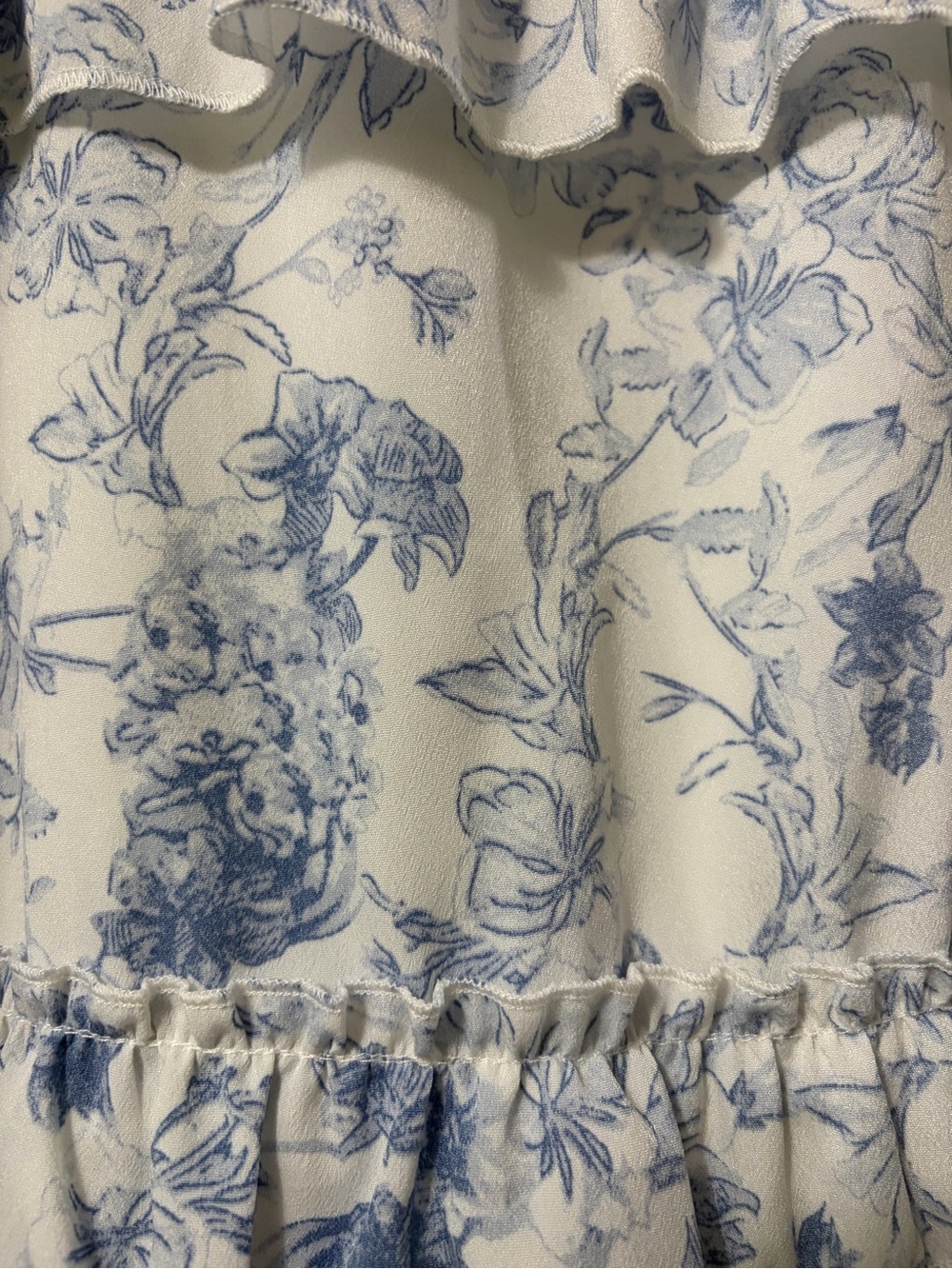Polagram White and Light Blue Floral Tiered Midi Skirt - Picture 3 of 5